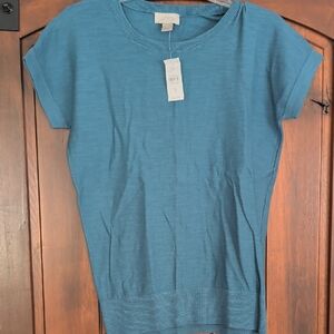 LOFT Teal Short Sleeve Knit Top